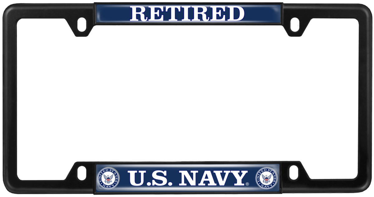 U.S. Navy Retired - Car Metal License Plate Frame (WB)
